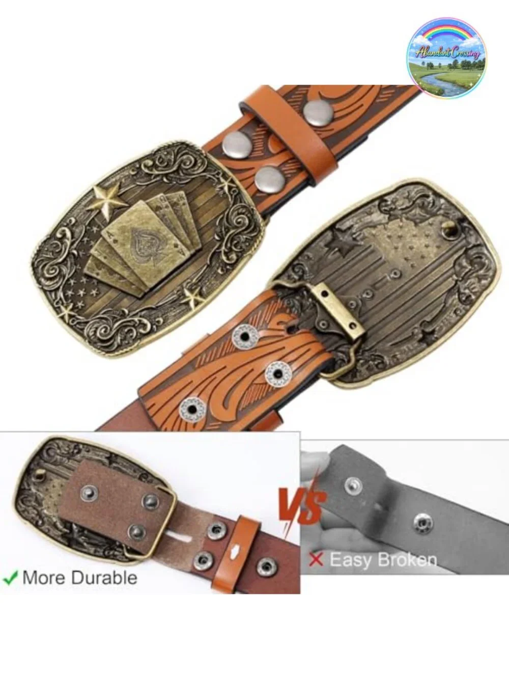 Men's Western Cowboy Belt Bull Buckle Cow Split Leather 1.5 Inch Wide